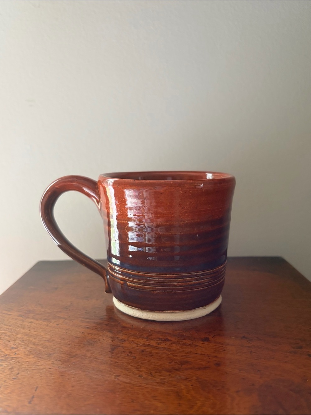 Ceramic mug wheel thrown rustic glazed pottery, stoneware signed